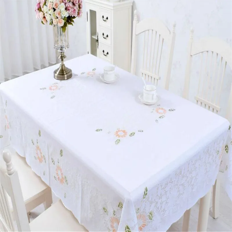 

Free Shipping 135x180CM Orange Blue Flower Golden Colour Cheap PVC Tablecloth Water Oil Proof Cover Quality Kitchen Antependium