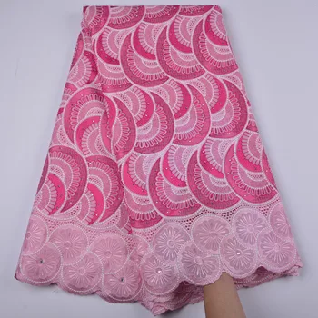 

Pink Swiss Voile Lace In Switzerland Embroidered Cotton Lace Fabric High Class African Voile Lace Fabric For Party Dress 1333B