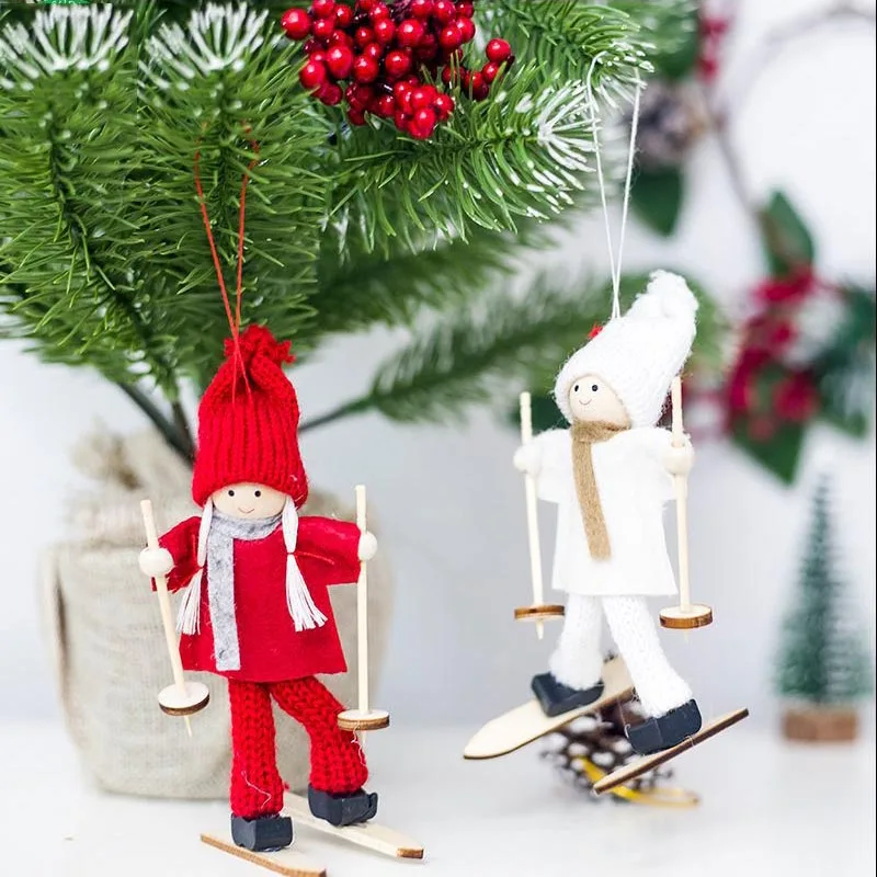 Creative-Kawaii-Christmas-Angel-Girl-Ski-Pendant-Christmas-Tree-Decoration-For-Home-Xmas-Cute-Doll-Party