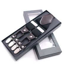 Новая мода эластичные регулируемые жаккардовые черные решетки 6 Клипов 3,5*120 см взрослые Индивидуальные брюки пояс