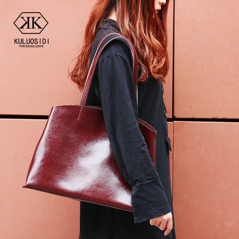 

Vintage Genuine Leather Tote Bag For Women Natural Leather Bag For Women 2018 Bags Sac a Main Ladies Hand Bags