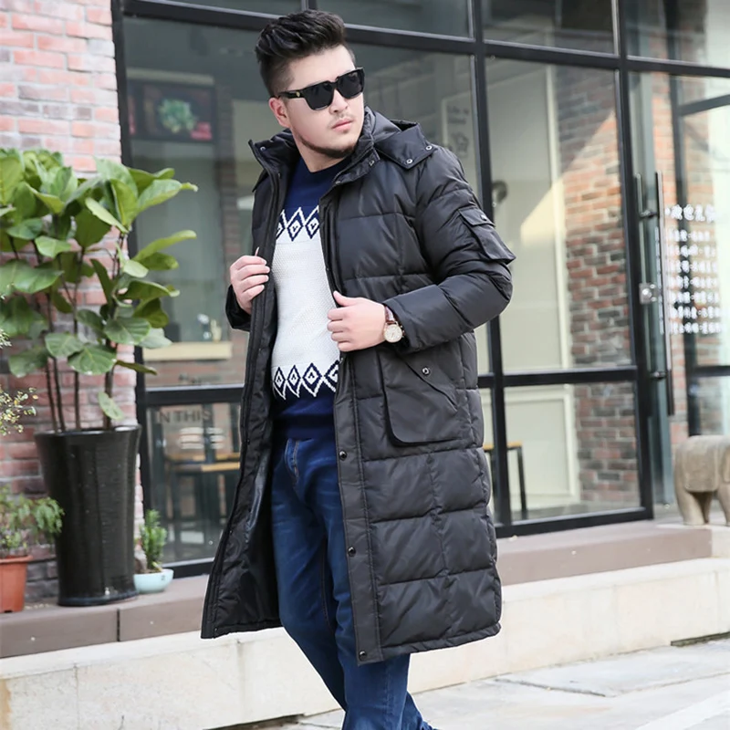 

XL-10XL Winter Men X-Long Thicken Jacket 2018 New Plus Size Coat Men Hooded Detachable White Duck Down Jacket Mens Clothing