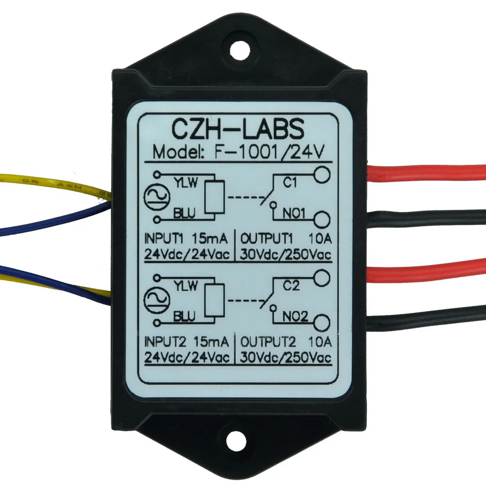 

Dual SPST-NO 10Amp Power Relay Module, AC/DC 24V Control Voltage.
