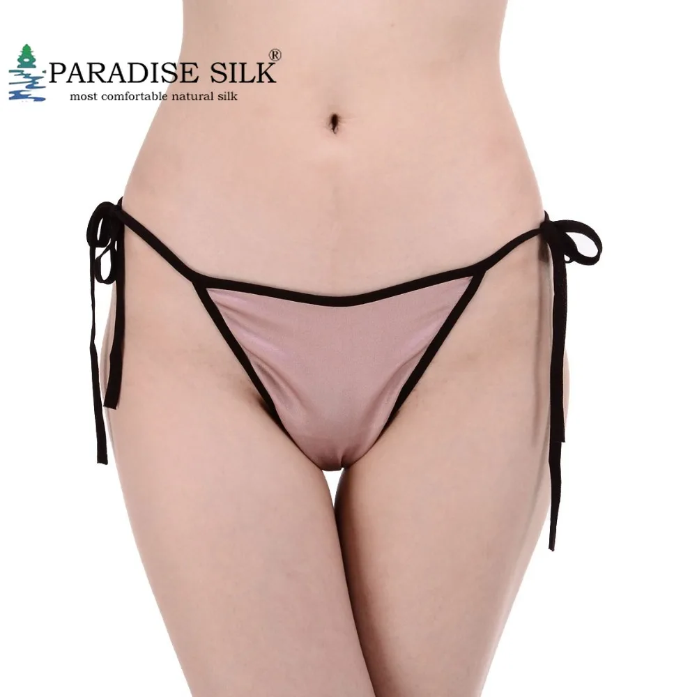 

Women's Panties Tie Side Sexy 93% Silk and 7% Spandex Low Rise Side Tie Thong G-string Underwear One Size