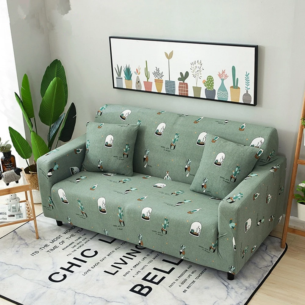 

Green Sofa Cover Cactus Couch Cover Potted Plants Cover Sofa Elastic Universal Succulent Plants Lounge Covers Housse Canape