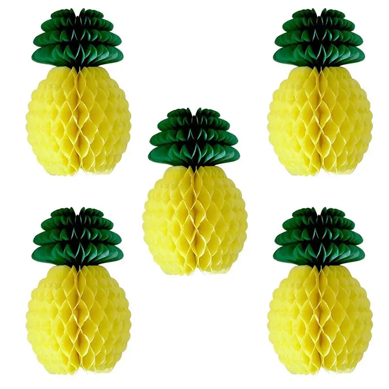

5pcs Pineapple Honeycomb Decorations Luau Birthday Hawaiian Party Supplies 20cm