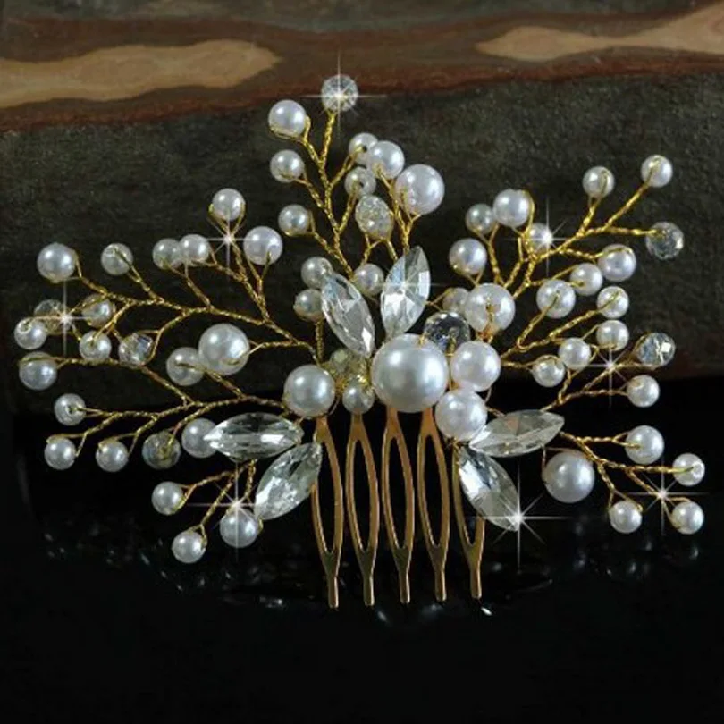 Romantic Wedding Hair Accessories Clips Crystal Pearl Flower HairPin Rhinestone Tiara Bridal