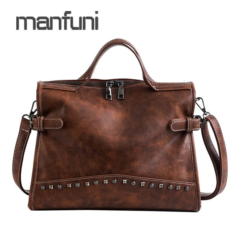 

Large Capacity Tote Bags for Women Handbag 2019 PU Leather Vintage Crossbody Bags Female Rivet Handbags Torebka Damska Women Bag