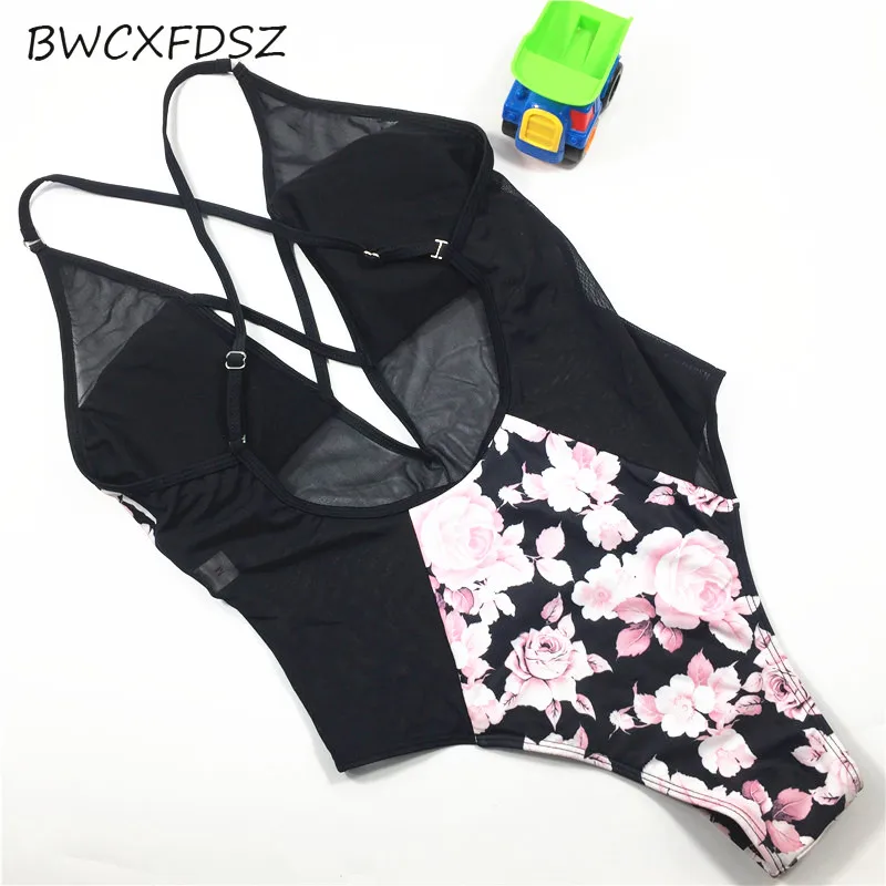 BWCXFDSZ цельный купальный костюм Triquini женский купальник-монокини сетчатый лоскутный Глубокий V купальный костюм для купания пляжный купальник трикини