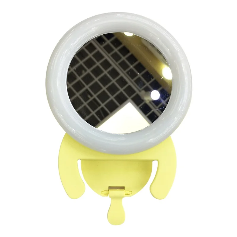 SAMTIAN 2в1 светодиодный кольцевой светильник для селфи с зеркалом для макияжа с зарядкой от USB ночной темноте селфи увеличивающий заполняющий светильник для телефона для смартфона - Цвет: Серебристый