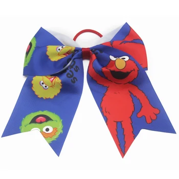 

new 7 inch cartoon Solid Cheer Bows Elastic Hair Bands Grosgrain Ponytail Hair Bows For Kids Girls Hair Accessories