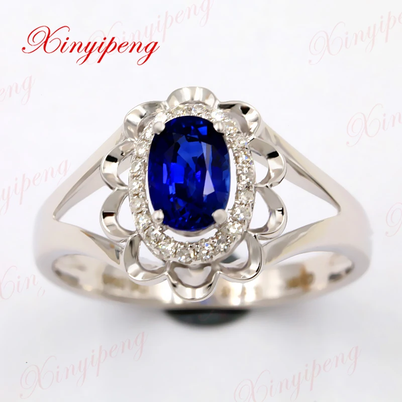 Xin yi peng 18 k Платиновое инкрустированное 0,96 карат кольцо из натурального сапфира женское кольцо с бриллиантовыми дизайнерскими специалистами