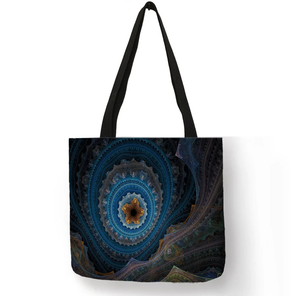 

High Quality Washable Eco Linen Tote Bag for Women Men Fantasy Mysterious Paisley Pattern Shoulder Bags Students School Handbag