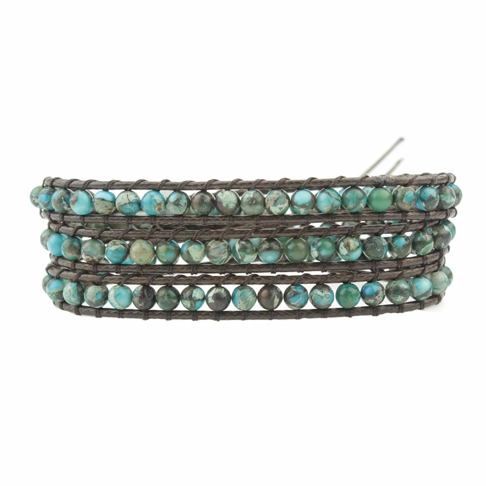 

Dropshipping Men and Women Bohemian Layered Three Wraps Beaded Natural Stone Bracelet Jewelry Collection