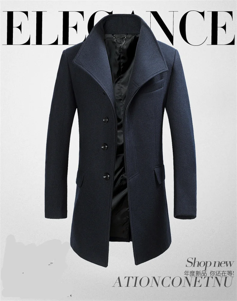 BOLUBAO мужское зимнее шерстяное пальто, мужское Новое деловое повседневное теплое одноцветное шерстяное пальто, шерстяное бушлат, мужской Тренч, пальто