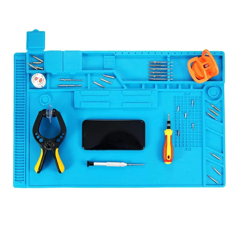 

S-170 S-160 S-150 S-130 Heat Insulation Silicone Soldering Pad Mat Desk Maintenance Platform For Repair Station With Magnetic