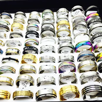 

wholesale 50pcs mix men's women's fashion stainless steel wedding jewelry rings brand new