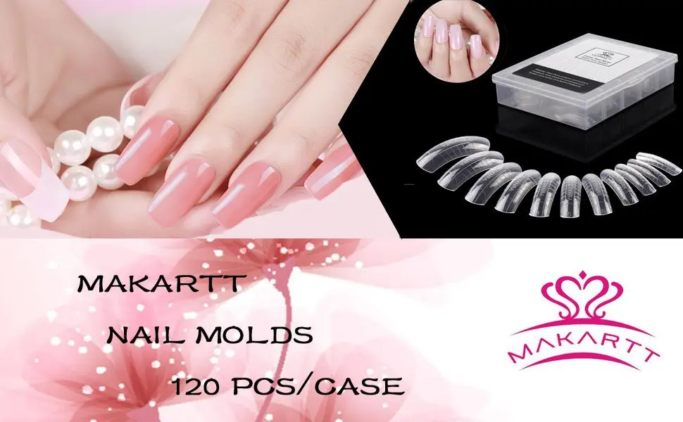 Molde do Unha Sistema de Unhas Formas com Escala Conjunto Pces Case Falso Claro Francês Cobertura Completa Polygel Unhas Dicas Acrílico A0517x 100 120 - 7 Unhas postiças