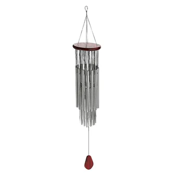 

27 Tubes Amazing Redwood Silver Tube Wind Chime Church Bells Hanging Decor