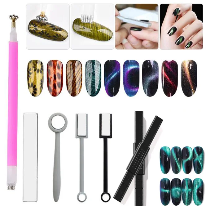 

6 styles Cat Eye Magnet Stick Mixes Shape Magic Effect Magnetic Sticks Manicure Tools Nail Art Tool for 3D Cat Eye Gel Varnish