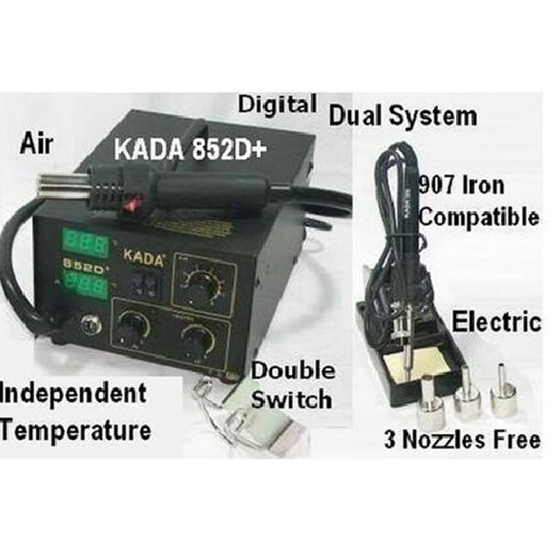 Паяльная станция BGA фена и паяльник 2 в 1220 В/110 В KADA 852D + SMD Ремонтная