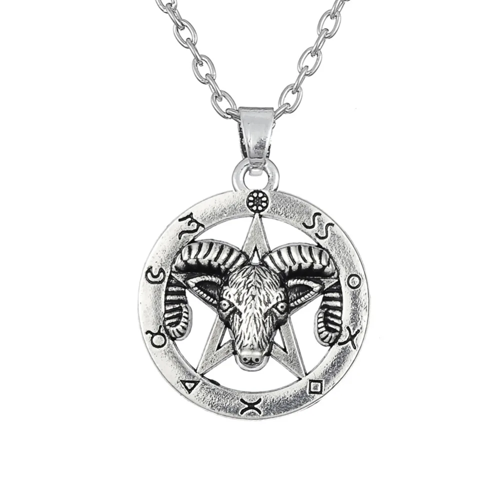 EUEAVAN 15 шт винтажная Ram пентаграмма кулон ожерелье Wicca животное амулет ювелирные