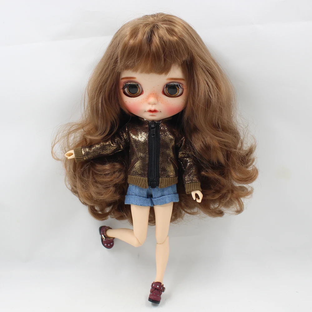 Наряды для куклы Blyth, блестящее Коричневое Пальто, костюм для 1/6, pullip jerryberry licca icy dbs doll