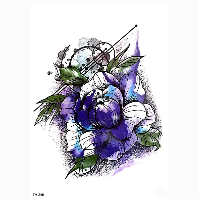 DIY временный боди-арт тату красочная Роза Акварельная живопись переводной рисунок водостойкие татуировки стикер - Цвет: TH248