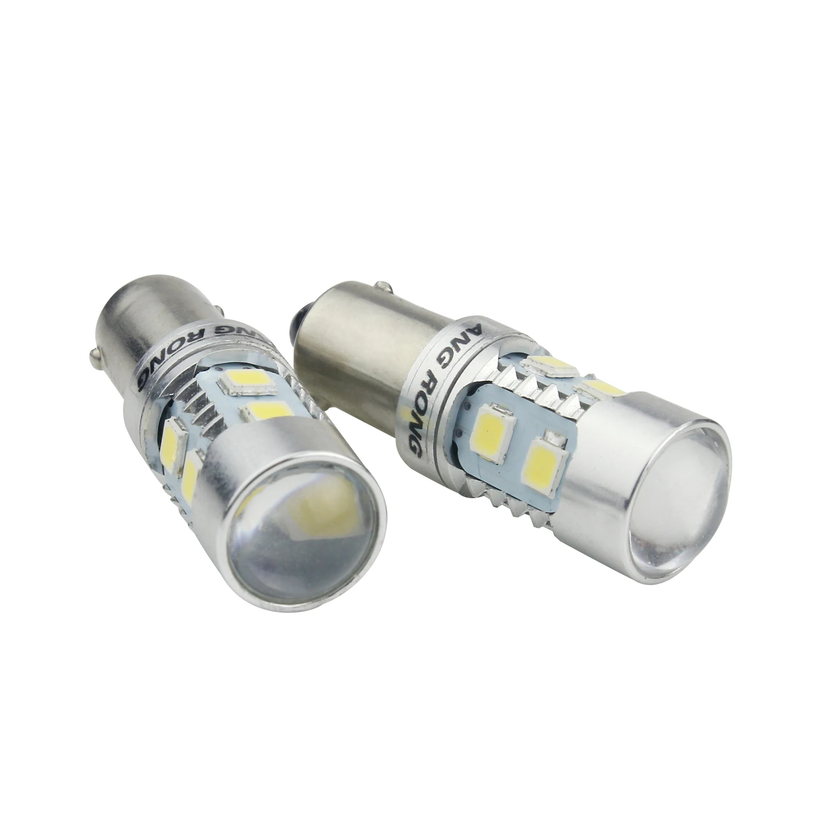 ANGRONG 2pcs T4W BA9s 233 10 SMD 2835 LED Bayonet Bulb White Sidelight  Interior Number Plate Light 12V