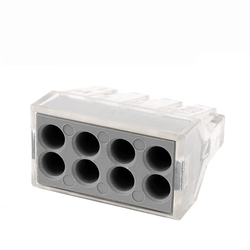 

30/50/100 PCS/LOT PCT-108(wago 773-108) 8 push wire wiring connectors for junction box 8pin conductor terminal block transparent