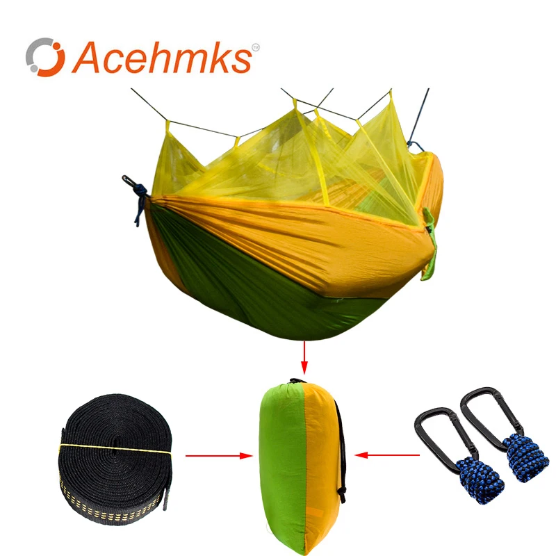 

Acehmks Ultralight Parachute Hammock Hunting Mosquito Net Hamac Travel Double Person Hamak for Camping Outdoor Furniture Hammock
