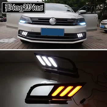

Yellow Turn Signal Style Relay Waterproof 12V Car LED DRL Daytime Running Light Daylight For Volkswagen Jetta Sagitar 2015 2016