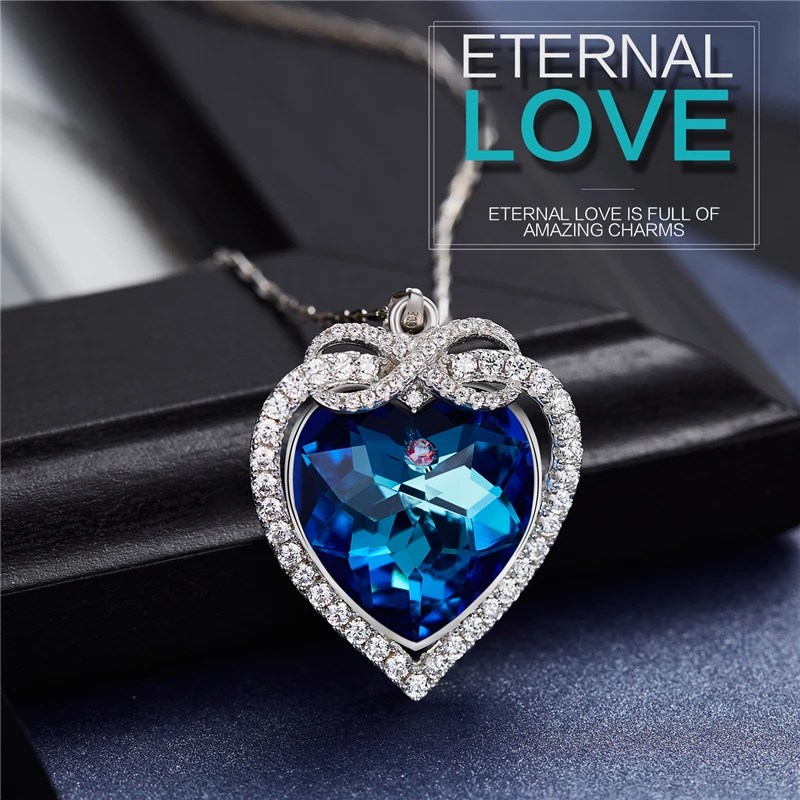 CDE кулон ожерелье украшено кристаллами от Swarovski сердце синее ювелирные изделия