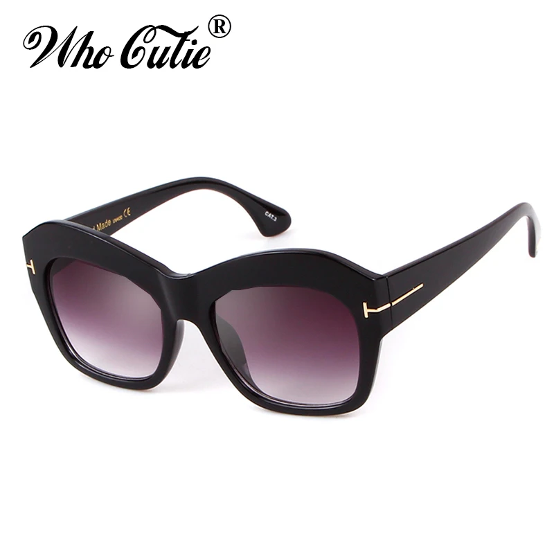 

WHO CUTIE 2018 Tom Square Cat Eye Sunglasses Women Men Brand Designer 80S CLASSIC Oversized Female BOld Sun Glasses Shades OM800