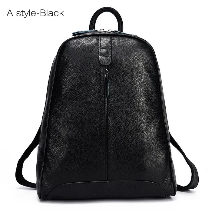 ZENCY 9 цветов женский натуральная коровья кожа натуральная воловья кожа Черный Белый Серый Бежевый рюкзак женская школьная сумка для подростков сумка - Цвет: A Black