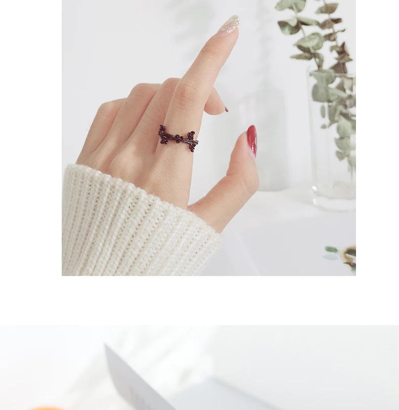 MloveAcc, 925 пробы, серебряные, черные, сливы, цветочные кольца для женщин, ювелирные изделия, модное, открытое, регулируемое кольцо на палец