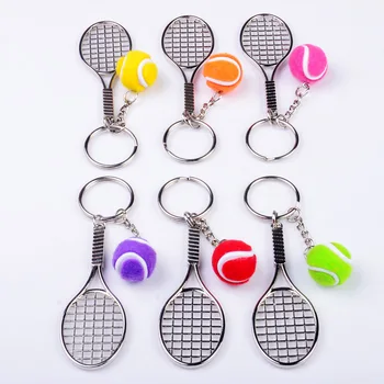 

wholesale Zinc Alloy Tennis Keychains Metal Ball Keyrings Tennis key chain ring key holder pendent Tennis Ball and Tennis racket