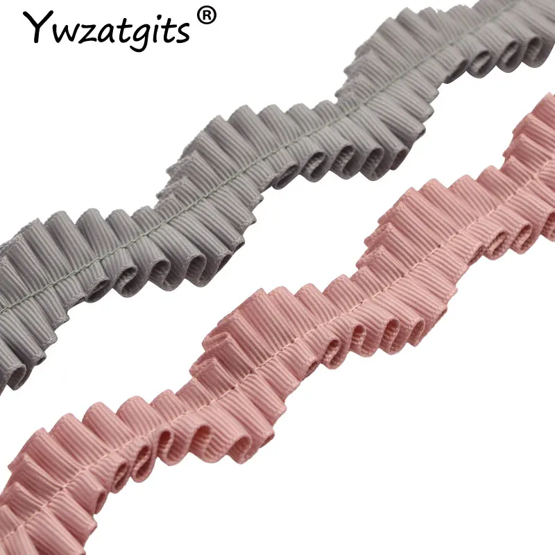 2 ярдов 20 мм серый розовый плиссированные кружева отделка ленты Воротник сложенный ткань швейная Аппликация DIY платье шторы украшения YP0408