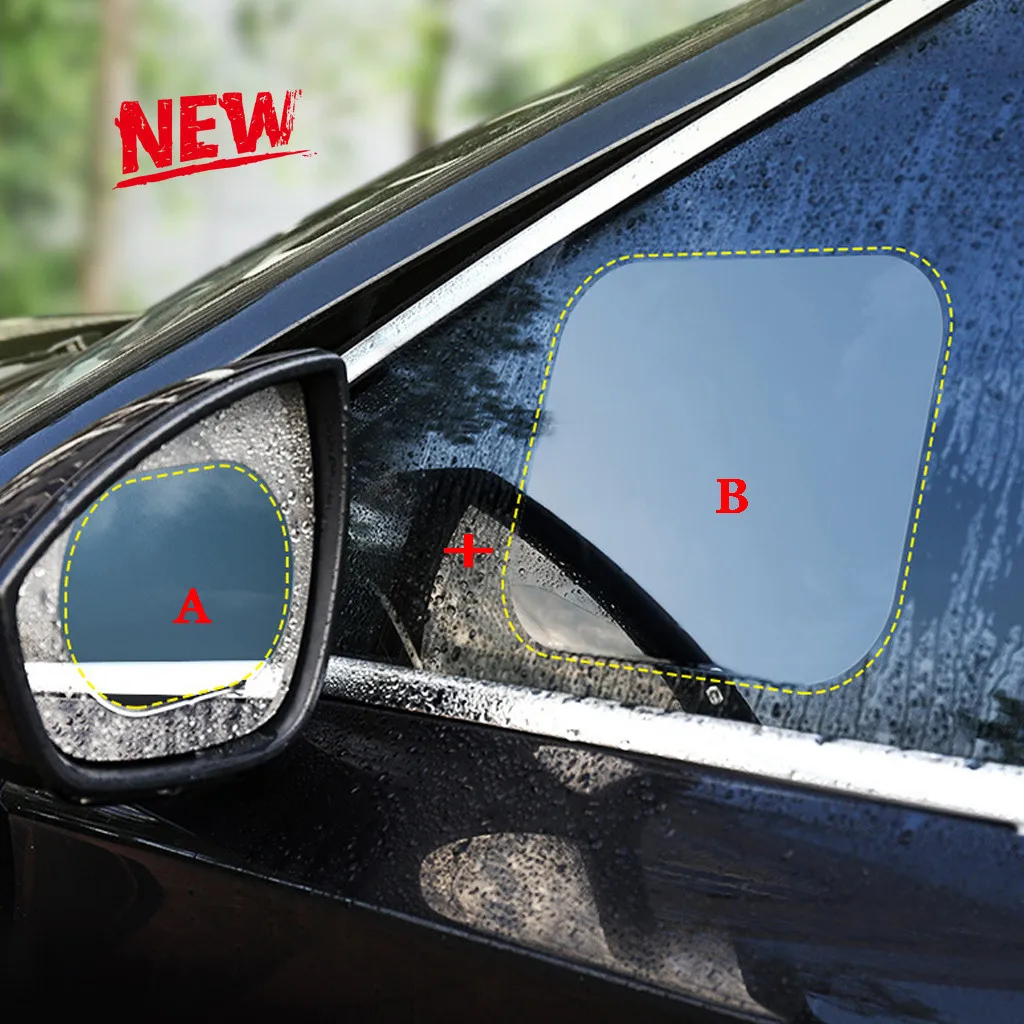 

4pcs Rearview Mirror Rain Film Protective Film anti-fog Lamp Window Waterproof Clear Window Film Car Sticker