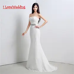 Ilovewedding обществах Кружево белый/слоновая кость-Line Свадебные платья Кристалл Пояса Для женщин Формальное свадебное платье vestidos de Novia 23120