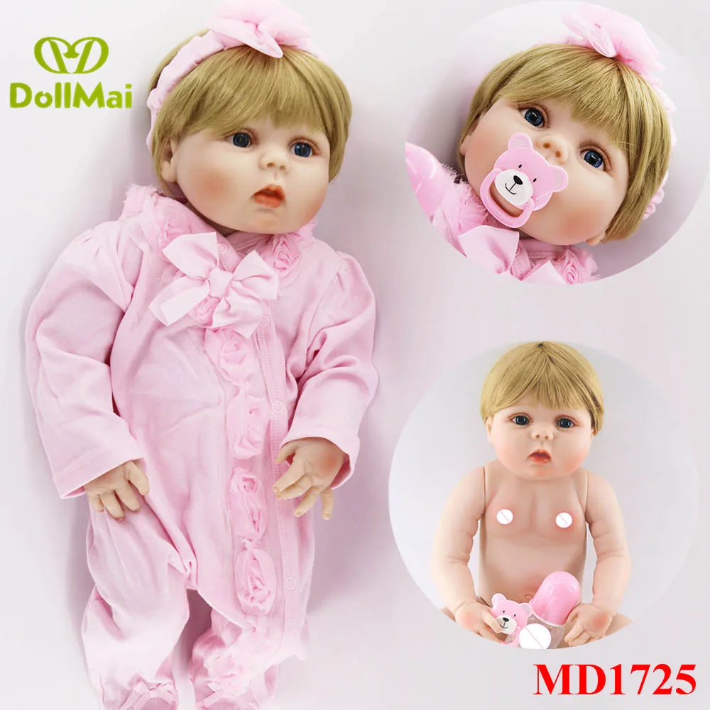 

DollMai 23inch Handmade Full Vinyl Silicone Reborn Baby Girl Doll bebe lol toys reborn toddler inteiro menina 57 cm play house