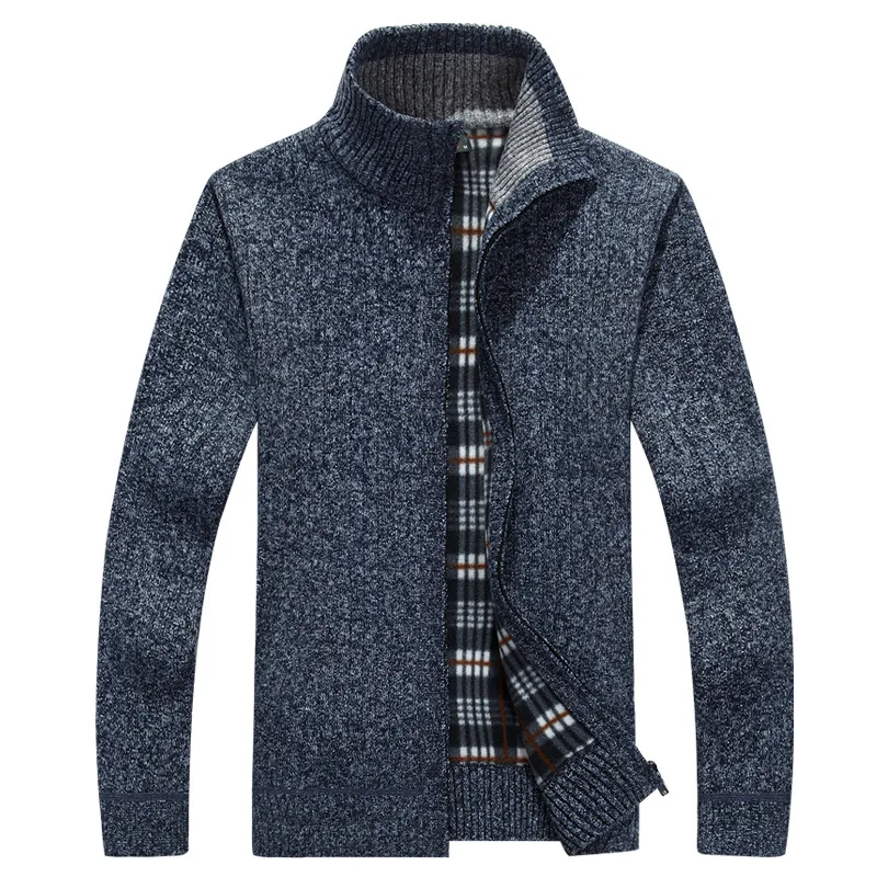 جديد الشتاء رجل سترة العلامة التجارية الأزياء الوقوف طوق ضئيلة الدهون سستة الصوف عارضة Sweatercoat الرجال رشاقته سترة معطف 3XL BF1385