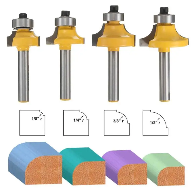 4pcs/set Router Bit Round Corner Engraving Trimmer Wood Router Bit Mill