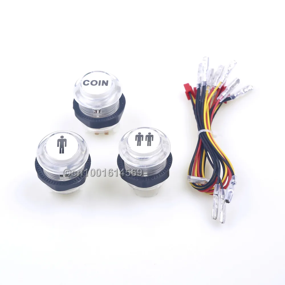 

30mm Arcade LED Illuminated Light Start Player Push Button 1P + 2P + Arcade LED Coin Buttons For PS3 Games & PC Controller Games