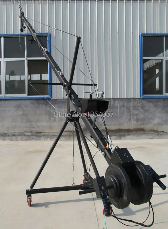 jib crane 6m 2-axis Octagon   pan tilt head portable camera crane dslr  with dolly and monitor Factory supply