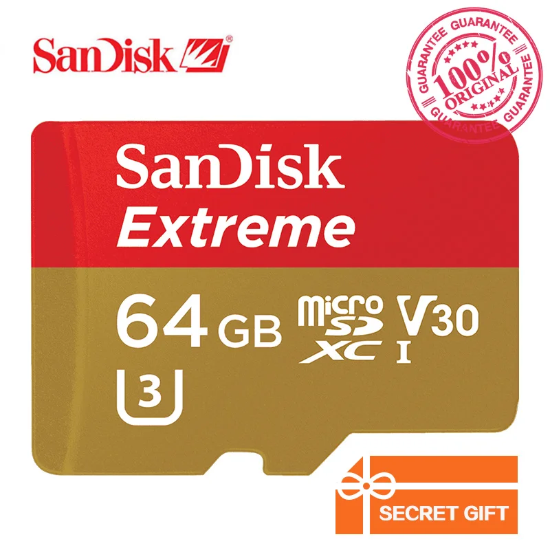 

Original SanDisk Memory Card Extreme microSD UHS-I microSDXC Flash Card Class10 U3 90MB/S 64GB TF Card C10 High Speed SDSQXNE