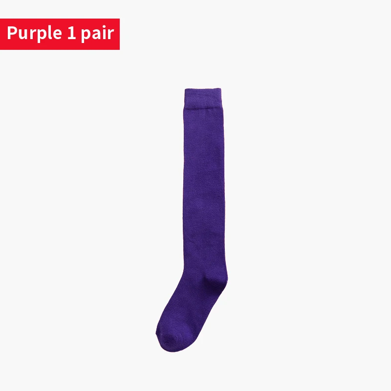 Purple Sexy Medias Long Cotton Socks Women japanese Knee Thigh High Knee Stockings For Ladies Girls Warm Knee Socks Women - Color: Purple
