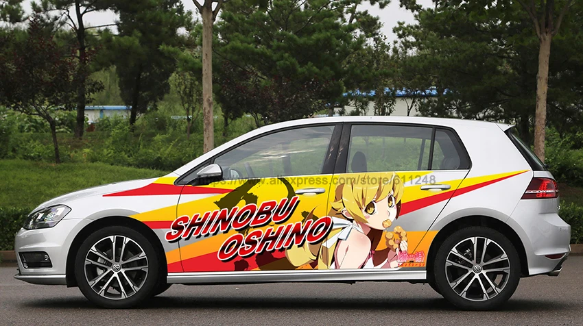 Изготовление под заказ японское аниме Itasha наклейки shinobu oshino гоночное ралли Наклейка 3D наклейка водонепроницаемая пленка для тела