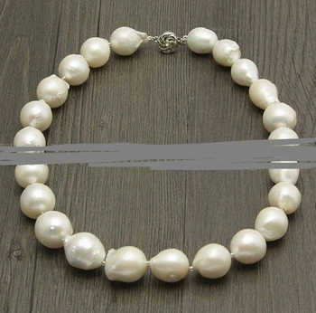 

ddh001503 fashion Woman's gift 18mm white Cultured freshwater baroque pearl necklace