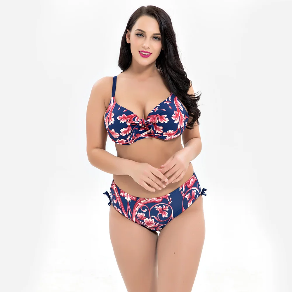 

Brand Summer Floral Sexy Women Plus size Bikini Swimwear Big Breast Ladies Swimsuit Underwire Strap Hot Beach Wear Bathing Suit